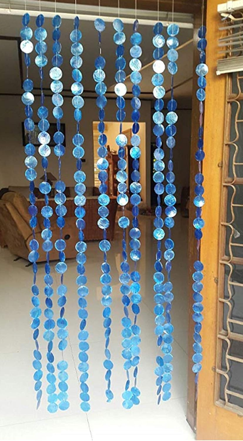 Blue Capiz Shell Door Curtain 10 Strands