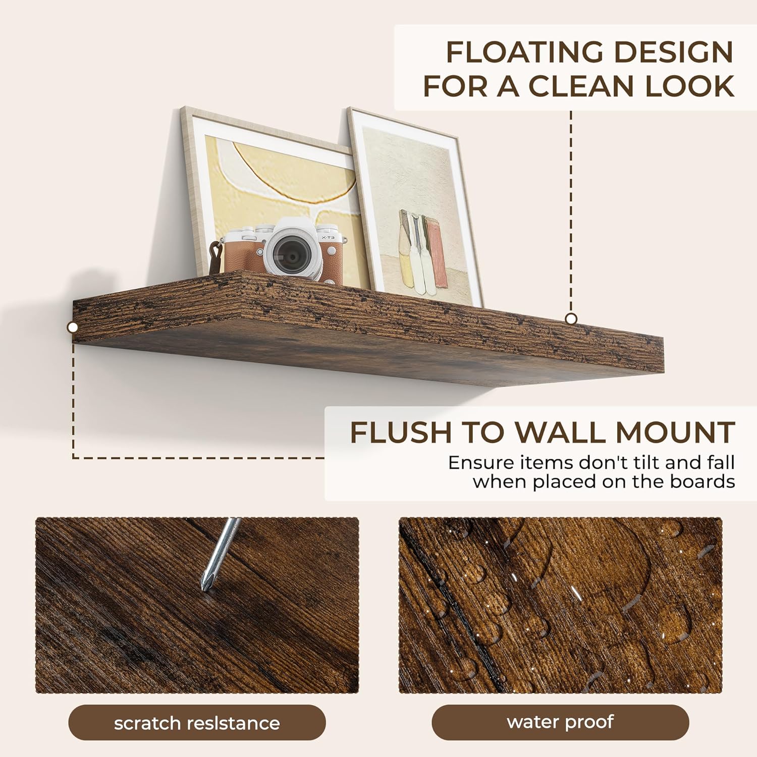 RICHFOCUS 36 Inch Floating Shelves for Wall 2 Pack