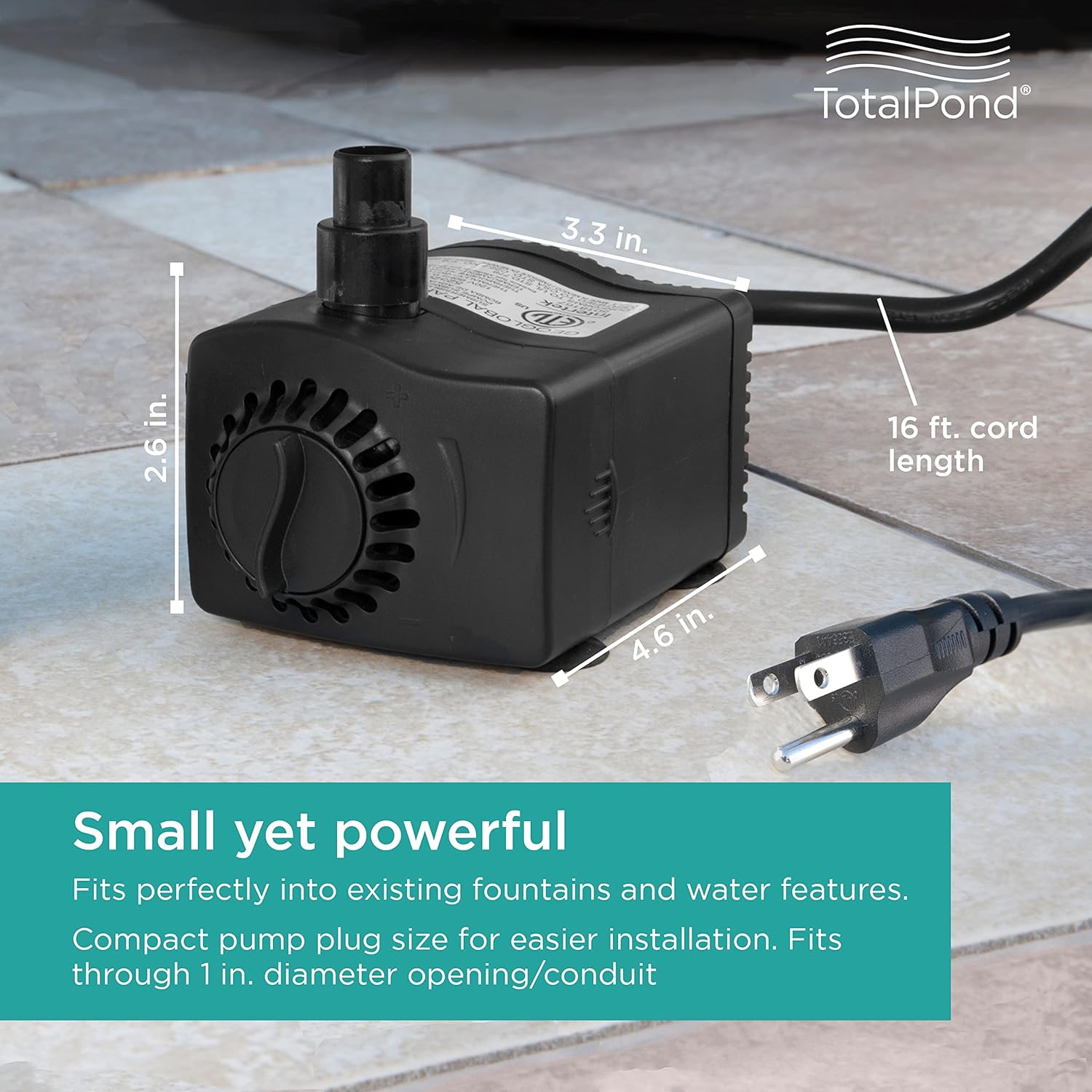TotalPond 400 GPH Fountain Pump with LED Light