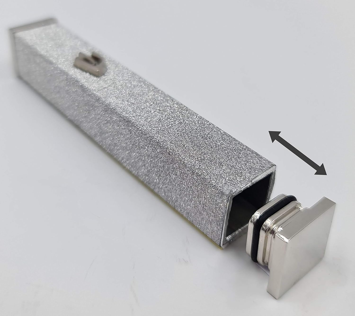 Sparkling Silver Aluminum Mezuzah Case with Scroll 3D Shin Door Cover