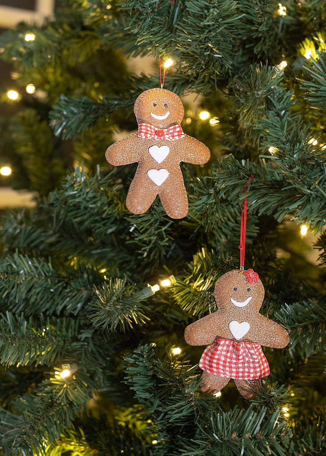 Gingerbread Man and Woman Ornaments Set of 2