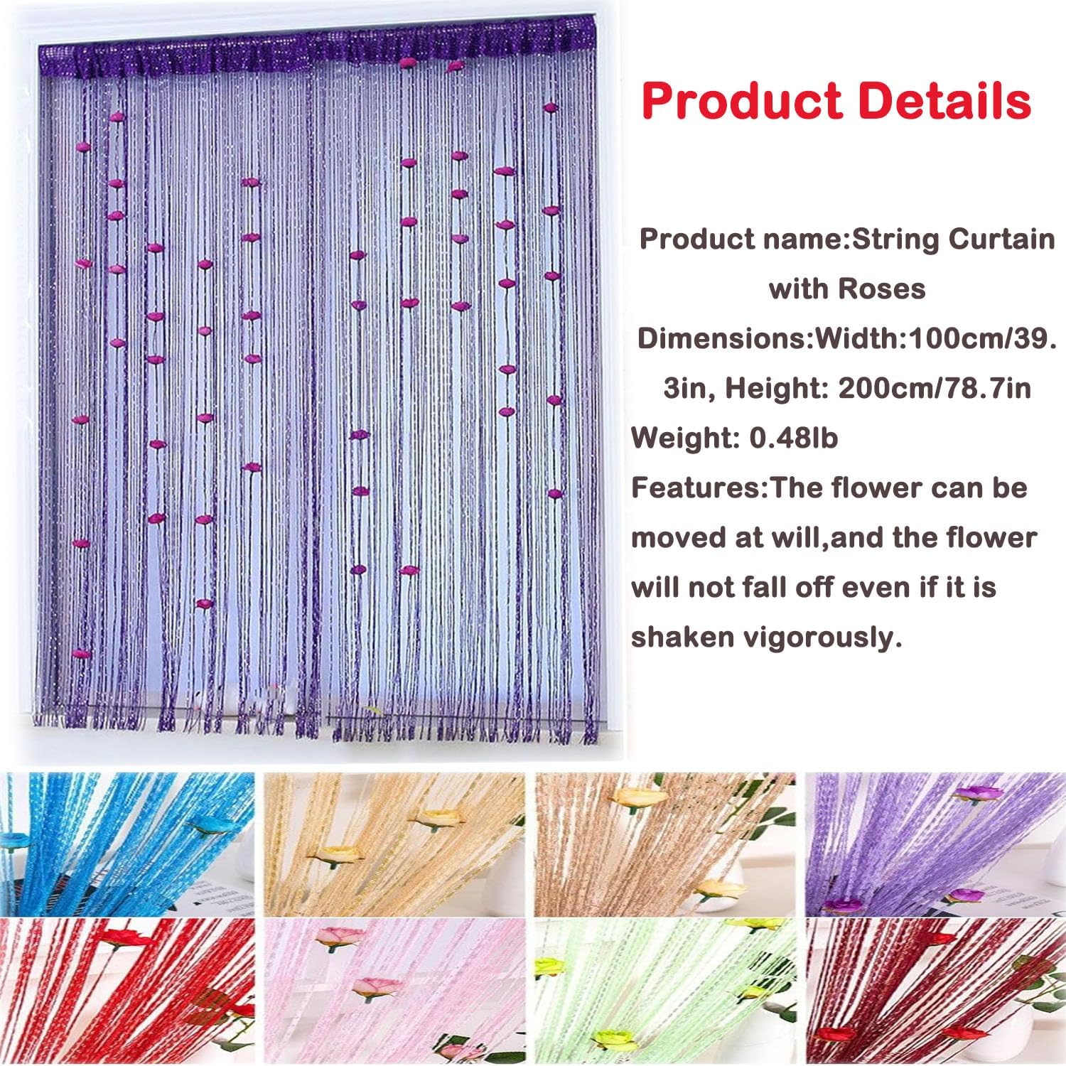 Elegant Rose String Door Curtain for Home Decor