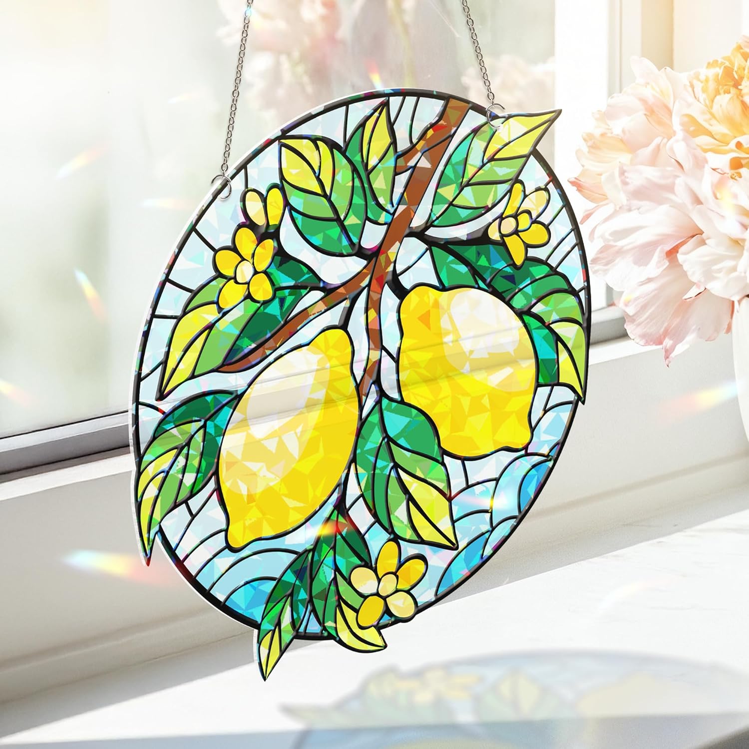 Tropical Lemon Broken Glass Hologram Ornament