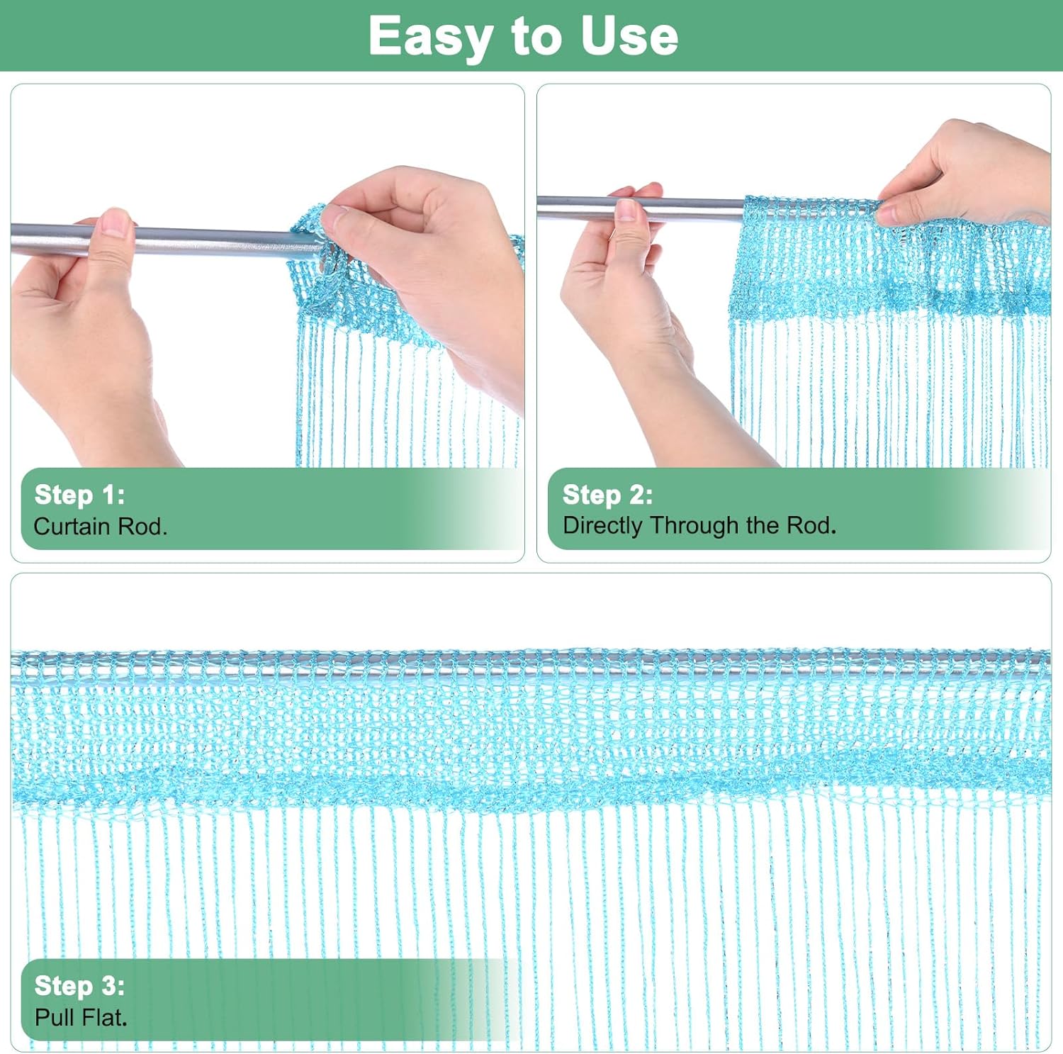 Lake Blue Decorative Door String Curtain 39x79 Inch Panel