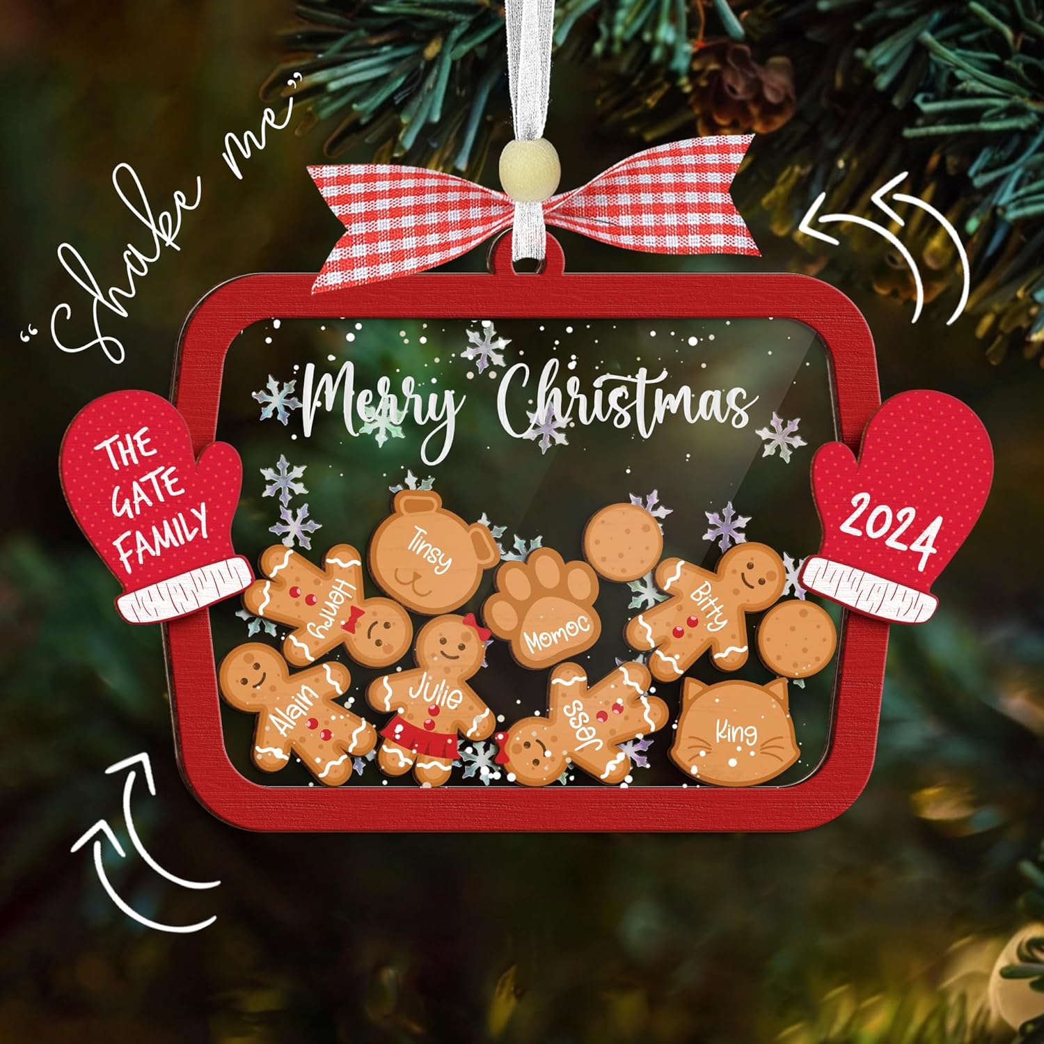Personalized Family Shaking Gingerbread Ornament 2025
