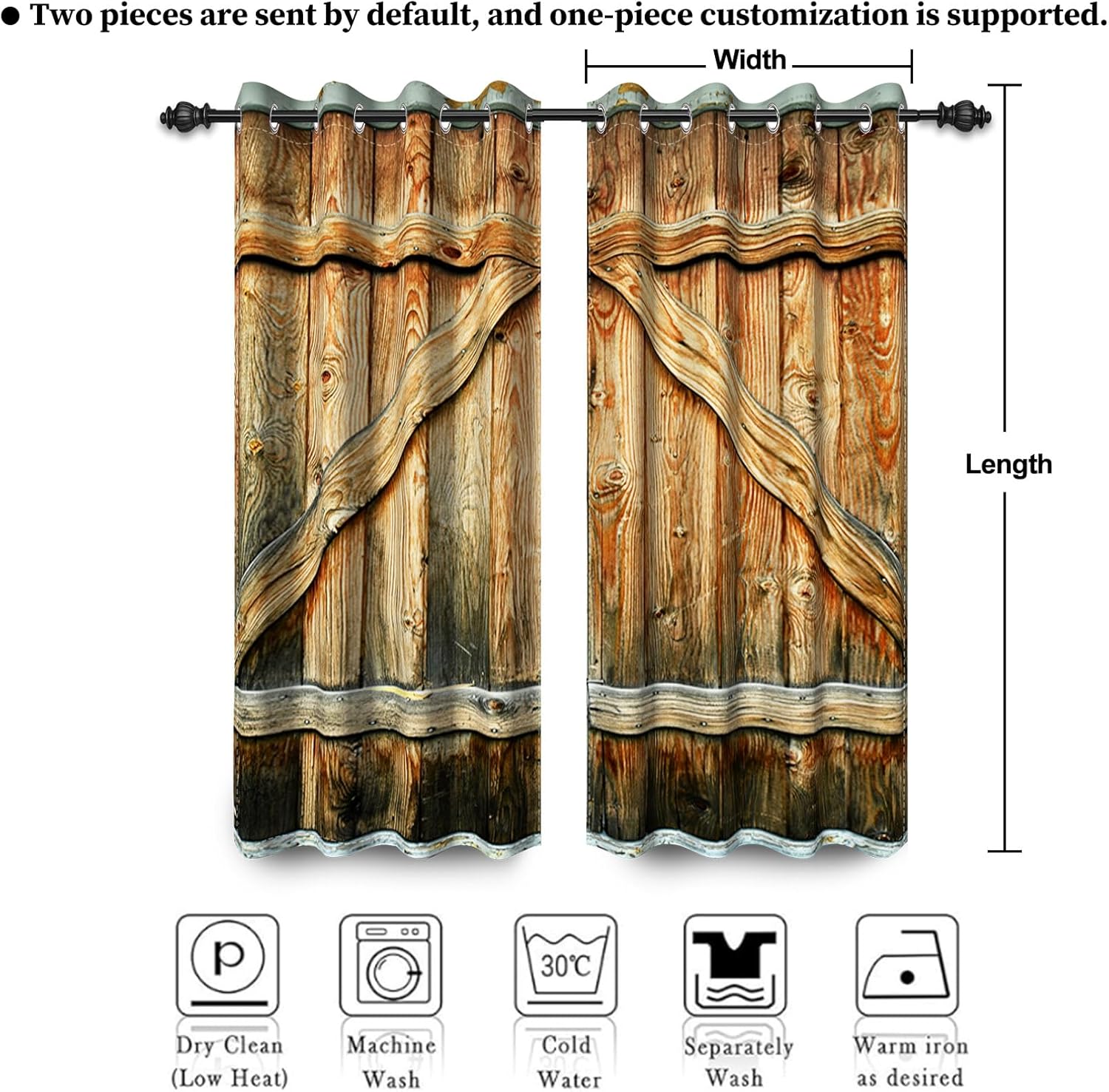 Renaiss Barn Door Curtains Set of 2 Panels Blackout