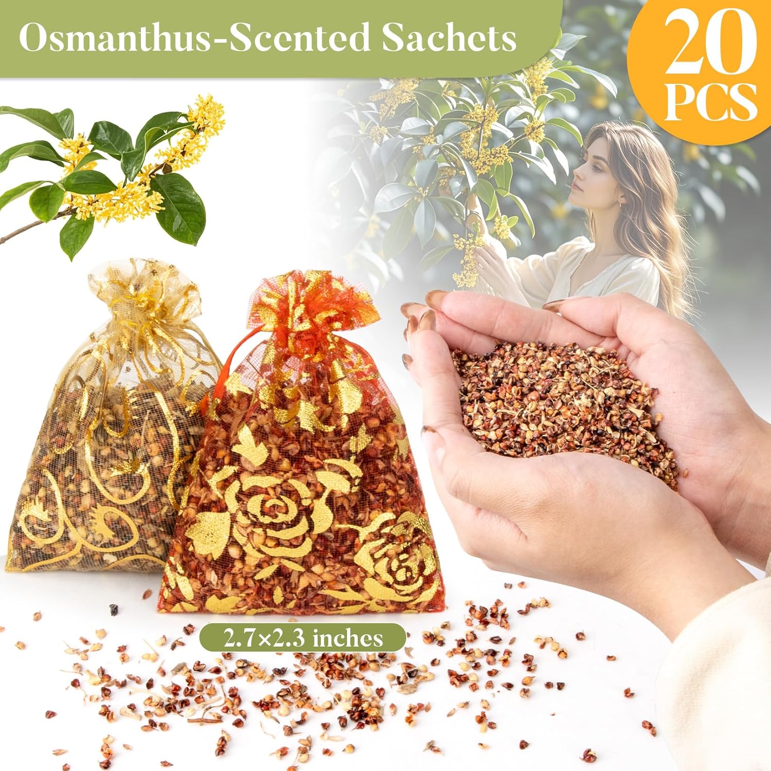 Sweet Osmanthus Sachets for Drawers and Closets - 20 Pack