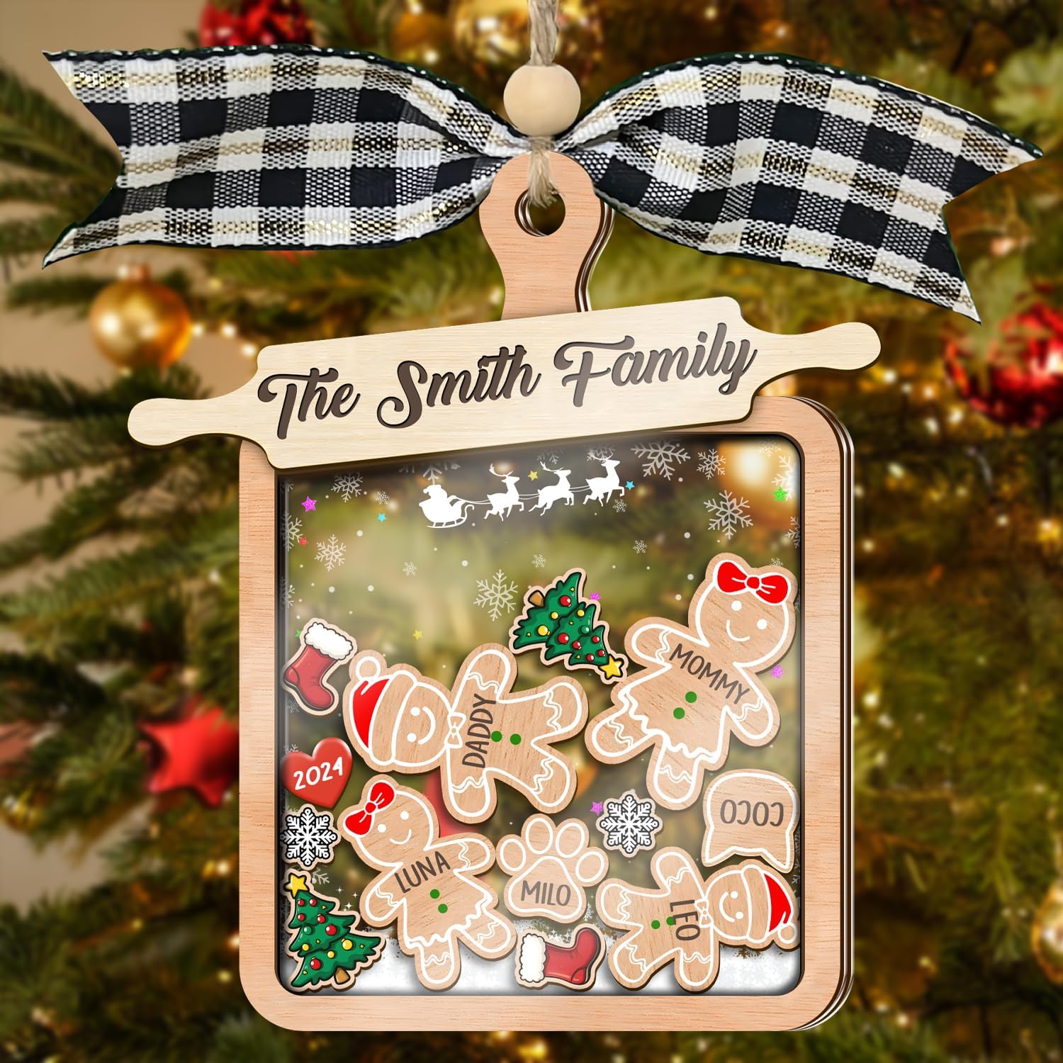 Gingerbread Family Christmas Ornaments 2024 Personalized