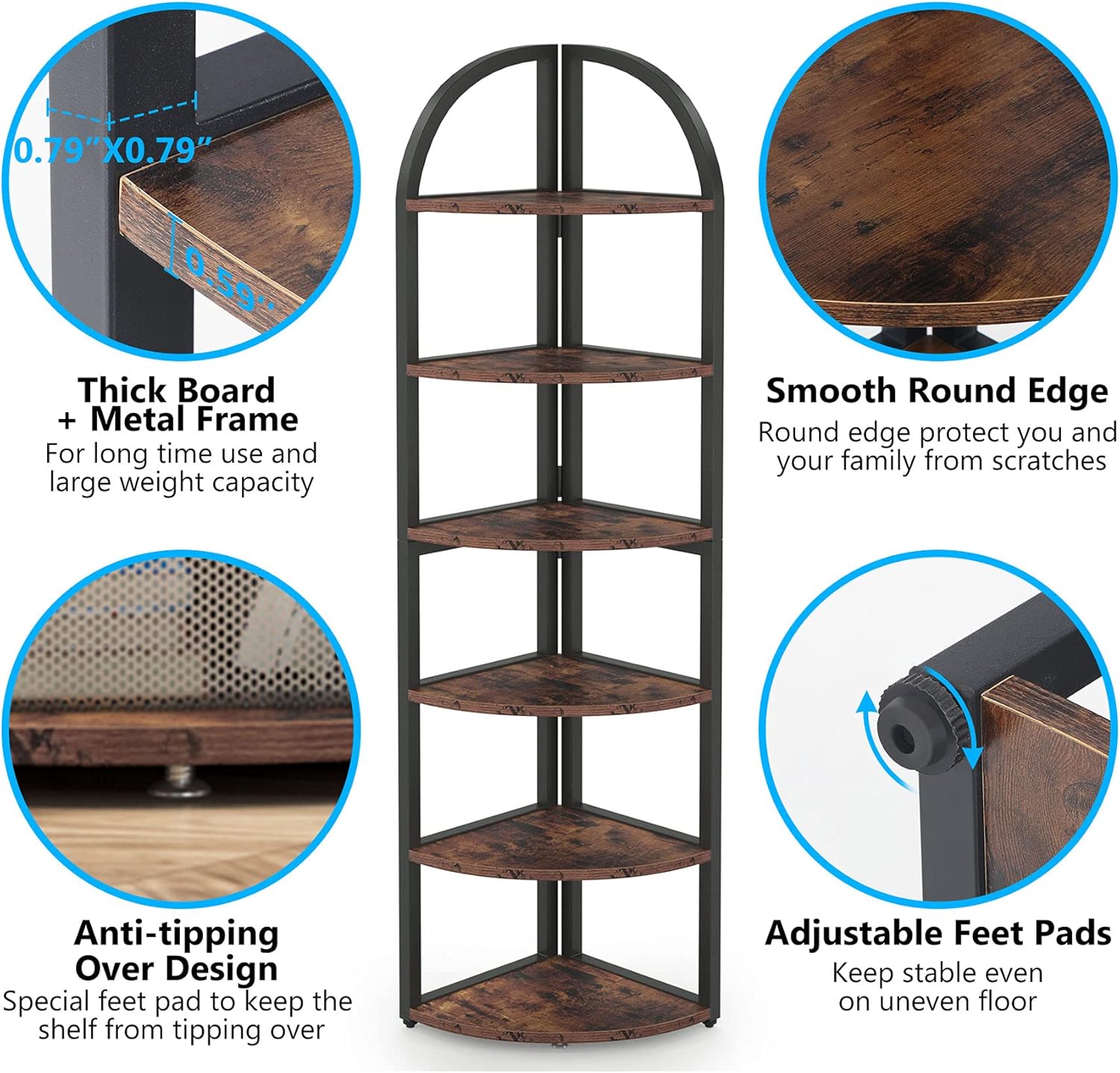 Tribesigns 6 Tier Corner Shelf 71 Inch Tall