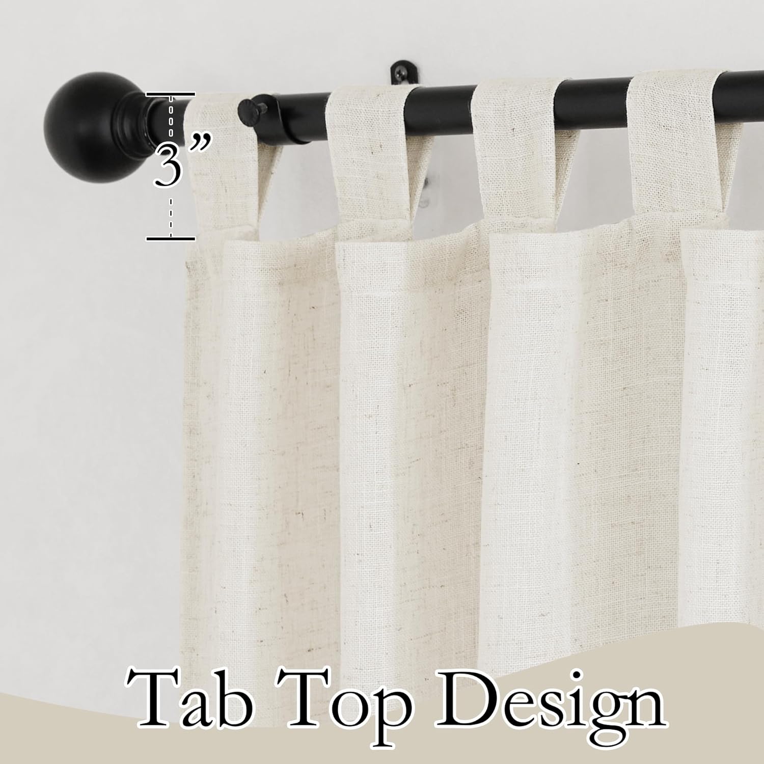 RYB HOME Linen Sheer Curtains - 52 x 72 2 Panels