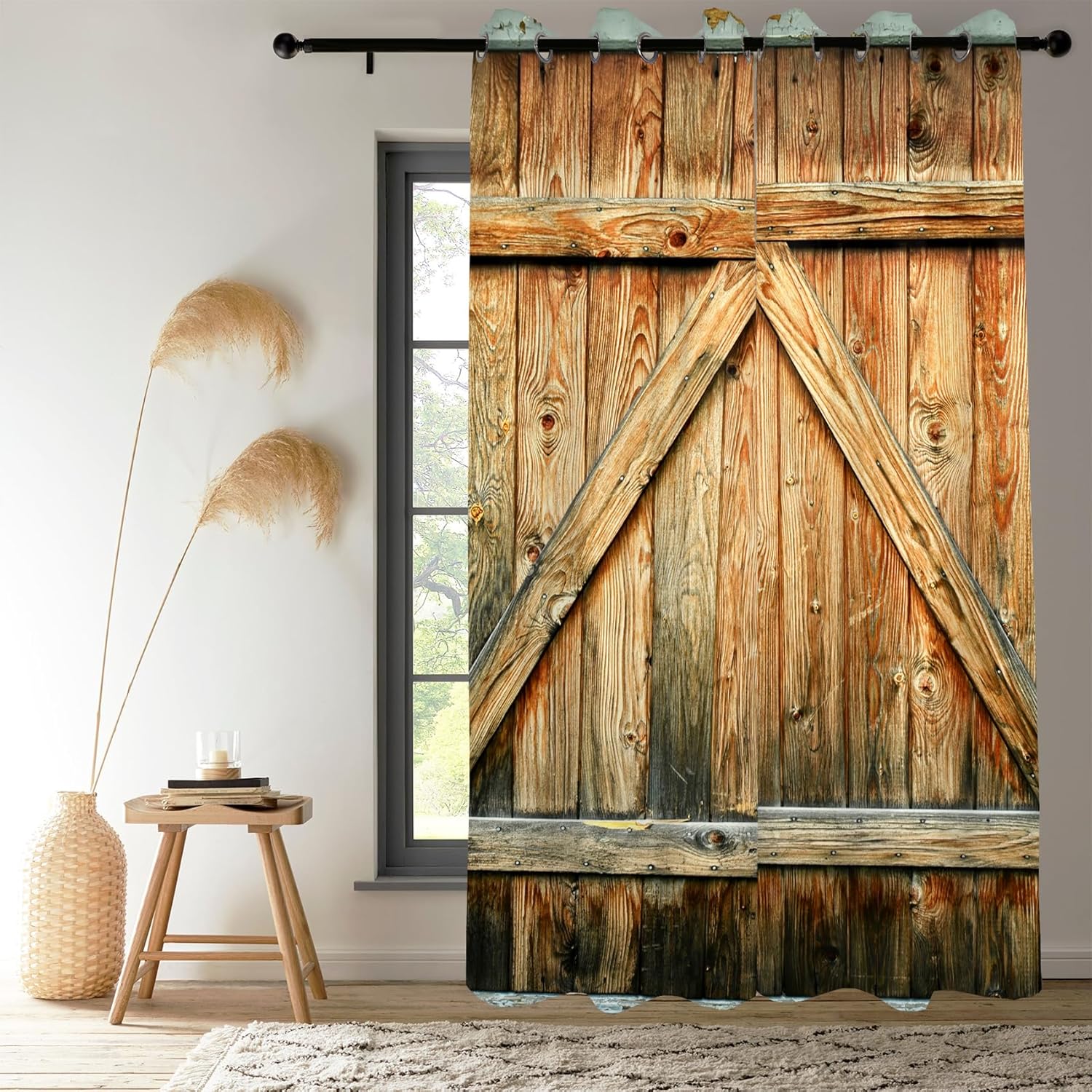 Renaiss Barn Door Curtains Set of 2 Panels Blackout