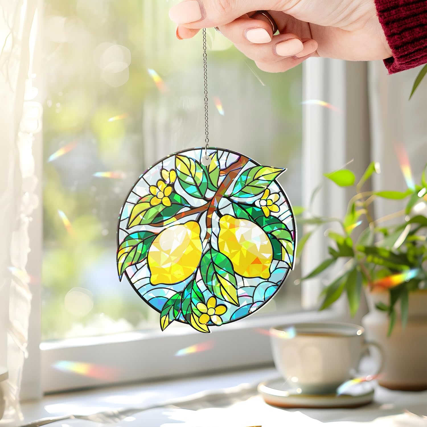 Tropical Lemon Broken Glass Hologram Ornament