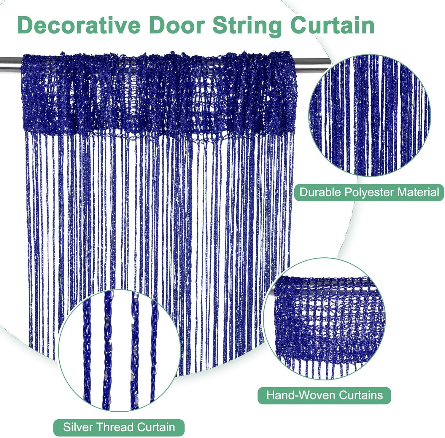 Sapphire Blue Decorative Door Curtain Panel 39x79 Inches