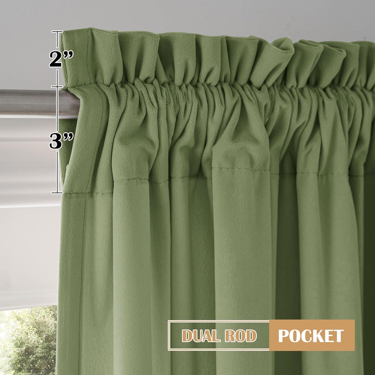 Beauoop Velvet Curtains 72 Inches Long 2 Panels Room Darkening