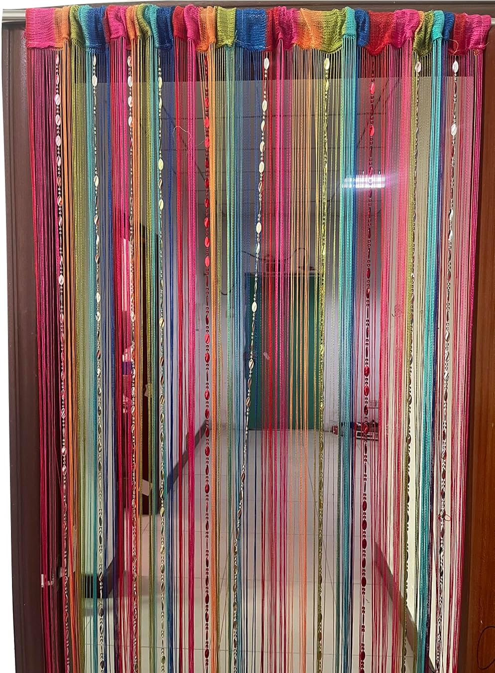 ZideTang Button Beaded Door Curtain with Fringe