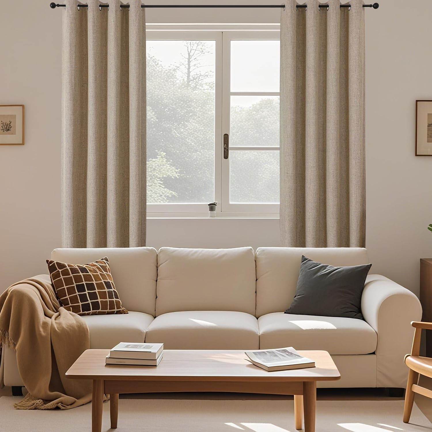 CUCRAF Blackout Curtains 2 Panels Set 52x84 Inch Linen Grommet