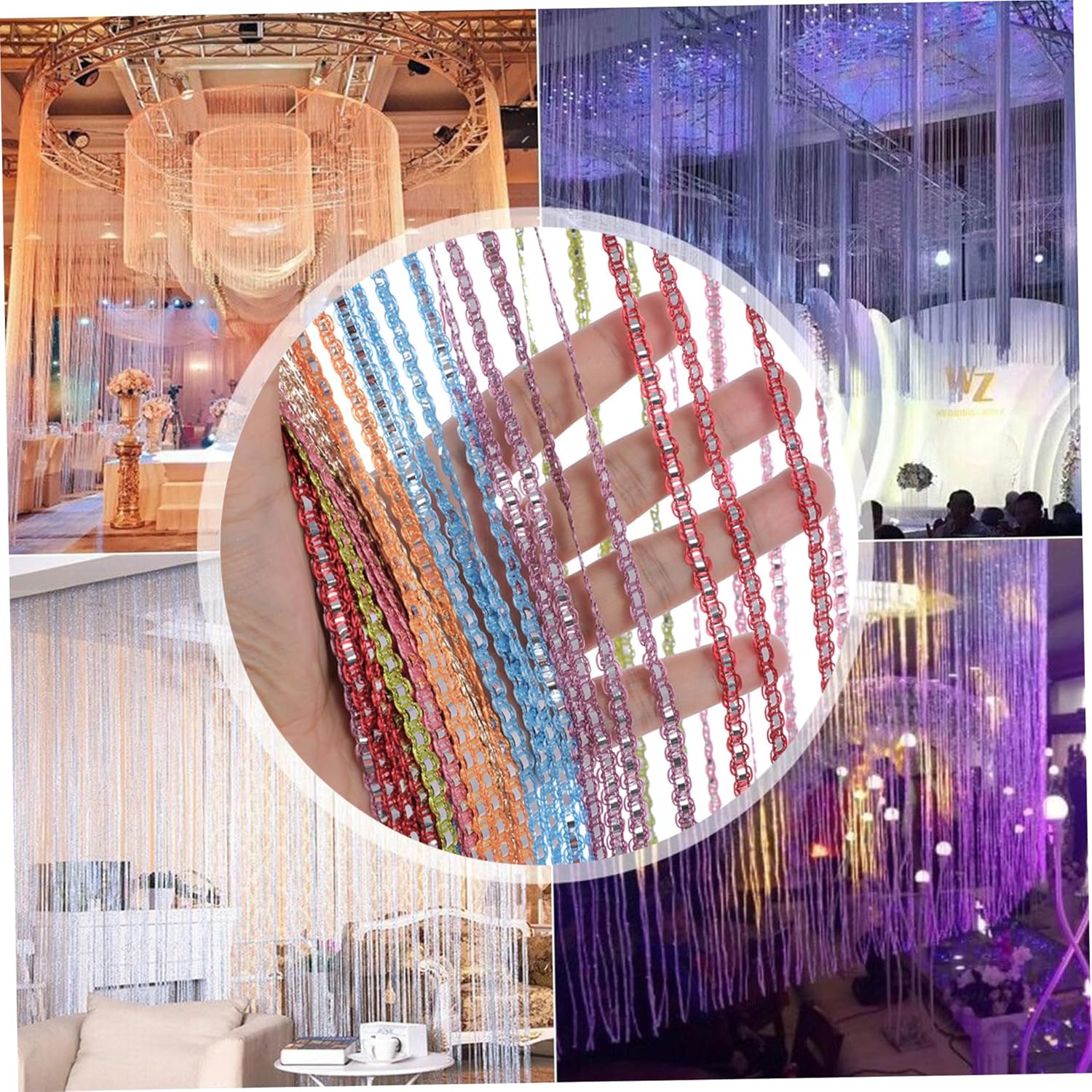 Tassel Style Door Curtain with Rainbow Colors