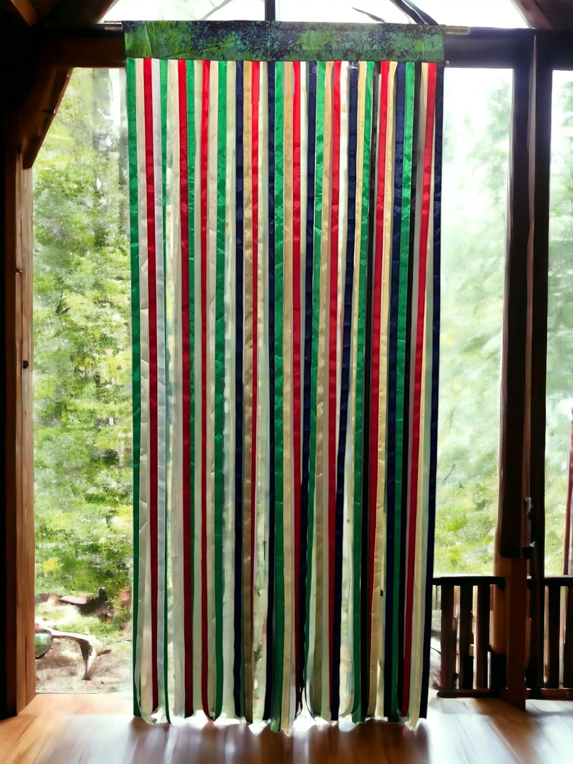 Multicolor Bohemian Door Curtain with Rod Pocket