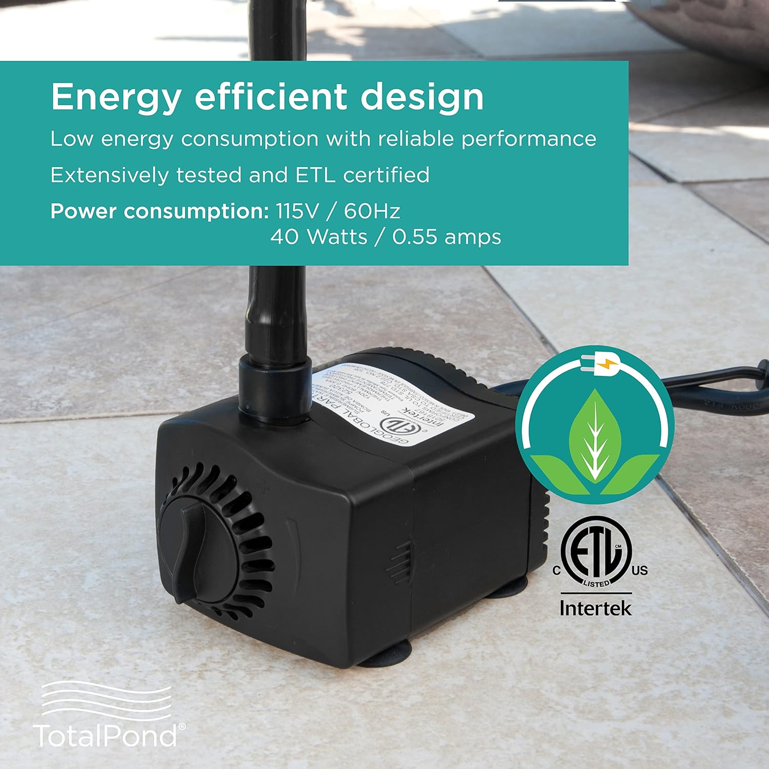 TotalPond 400 GPH Fountain Pump with LED Light