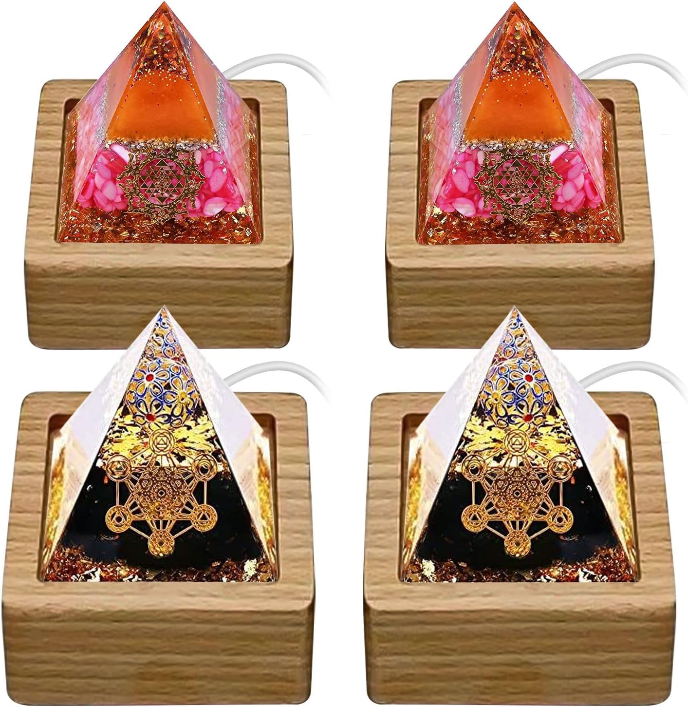 CDIYTOOL LED Solid Wood Pedestal Stand 4Pcs