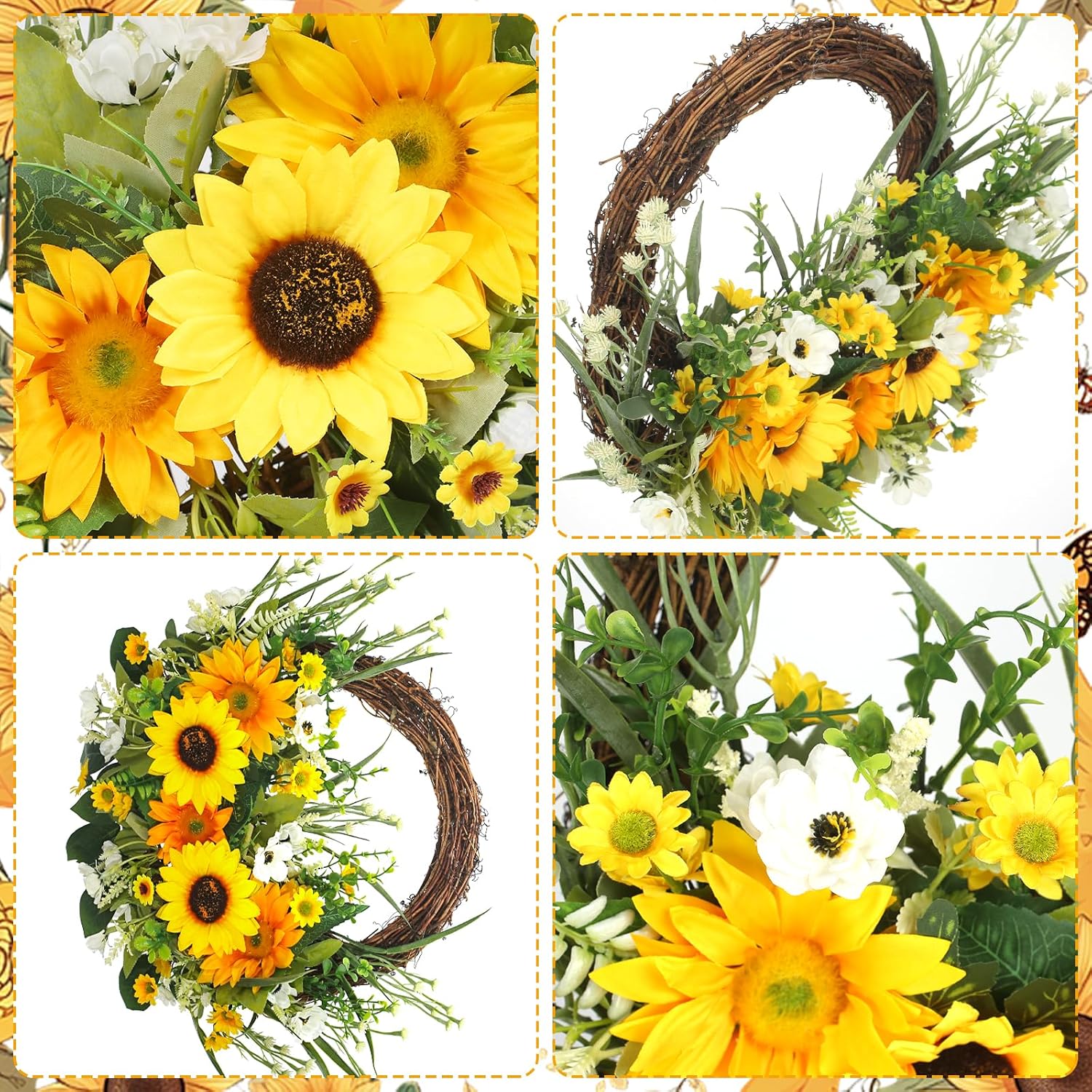 Wenmaqin Sunflower Wreath Front Door Decor