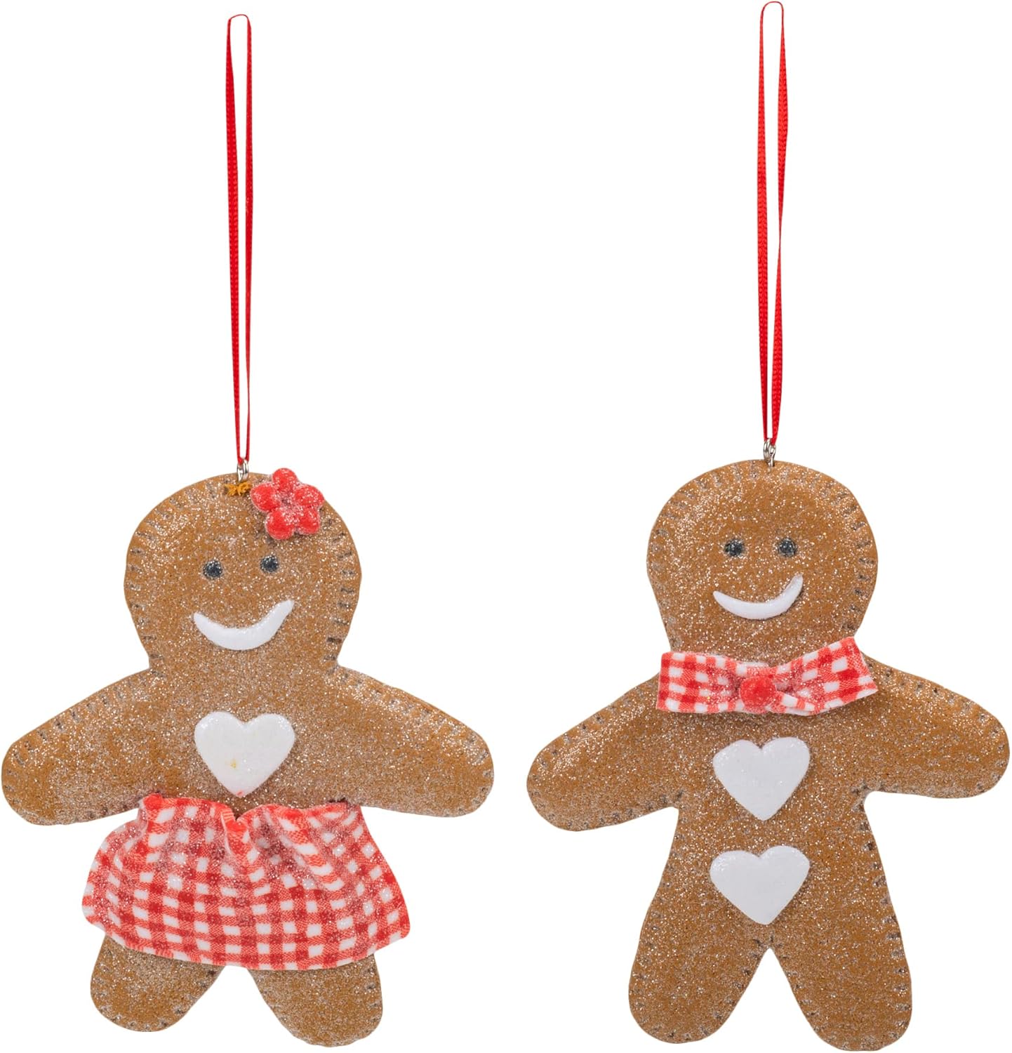 Gingerbread Man and Woman Ornaments Set of 2
