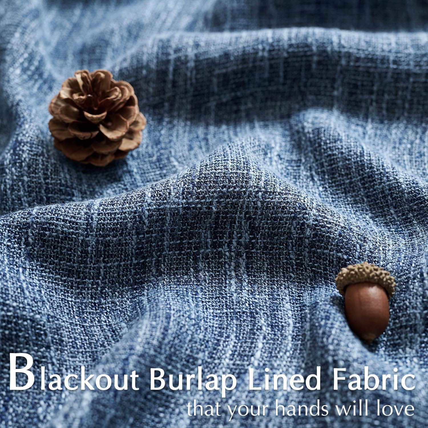 Jinchan Farmhouse Burlap Curtains 2 Panels Blackout Lined