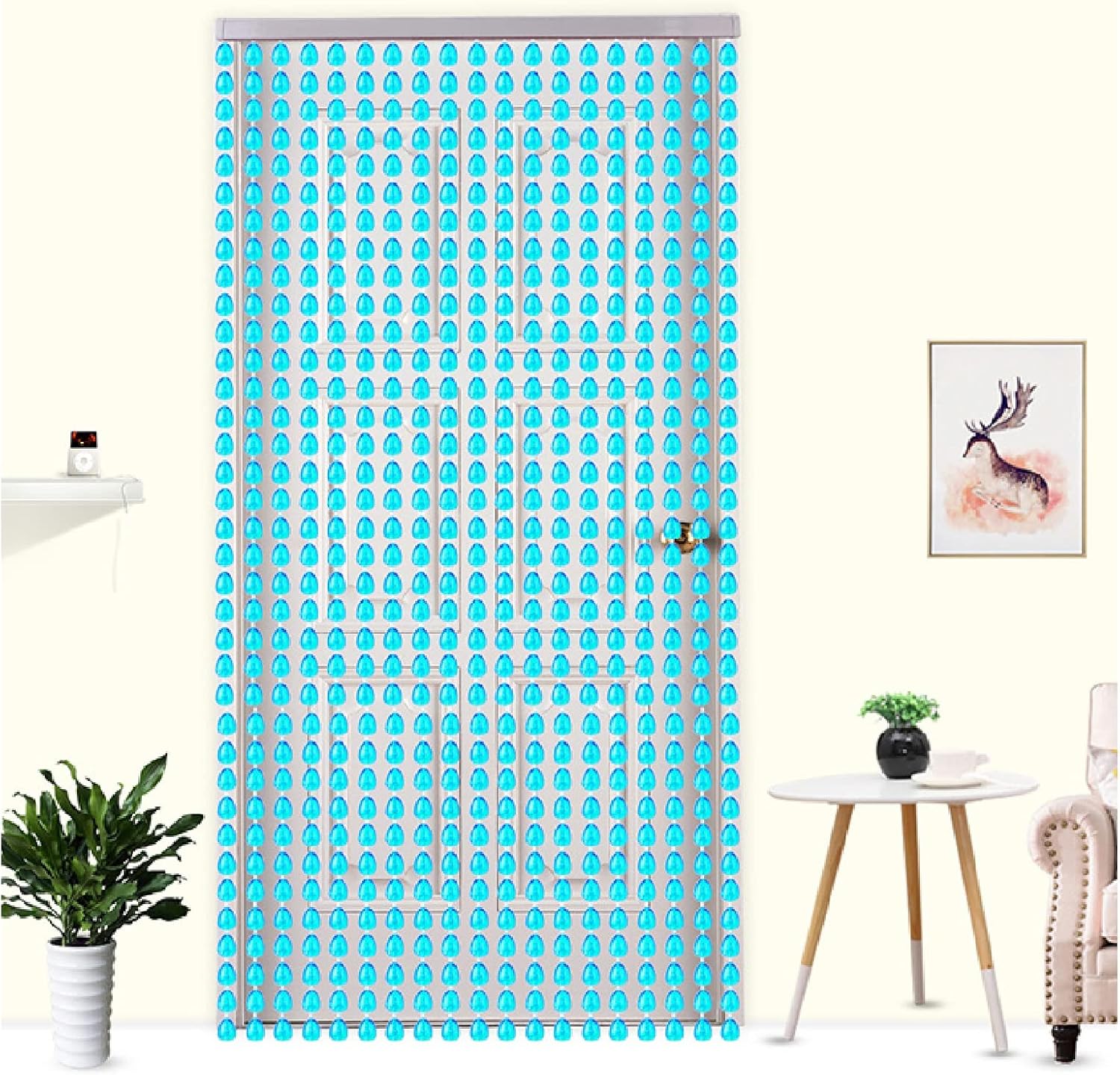 Beaded Curtain for Doorways Room Divider Panel Blue 100x200cm