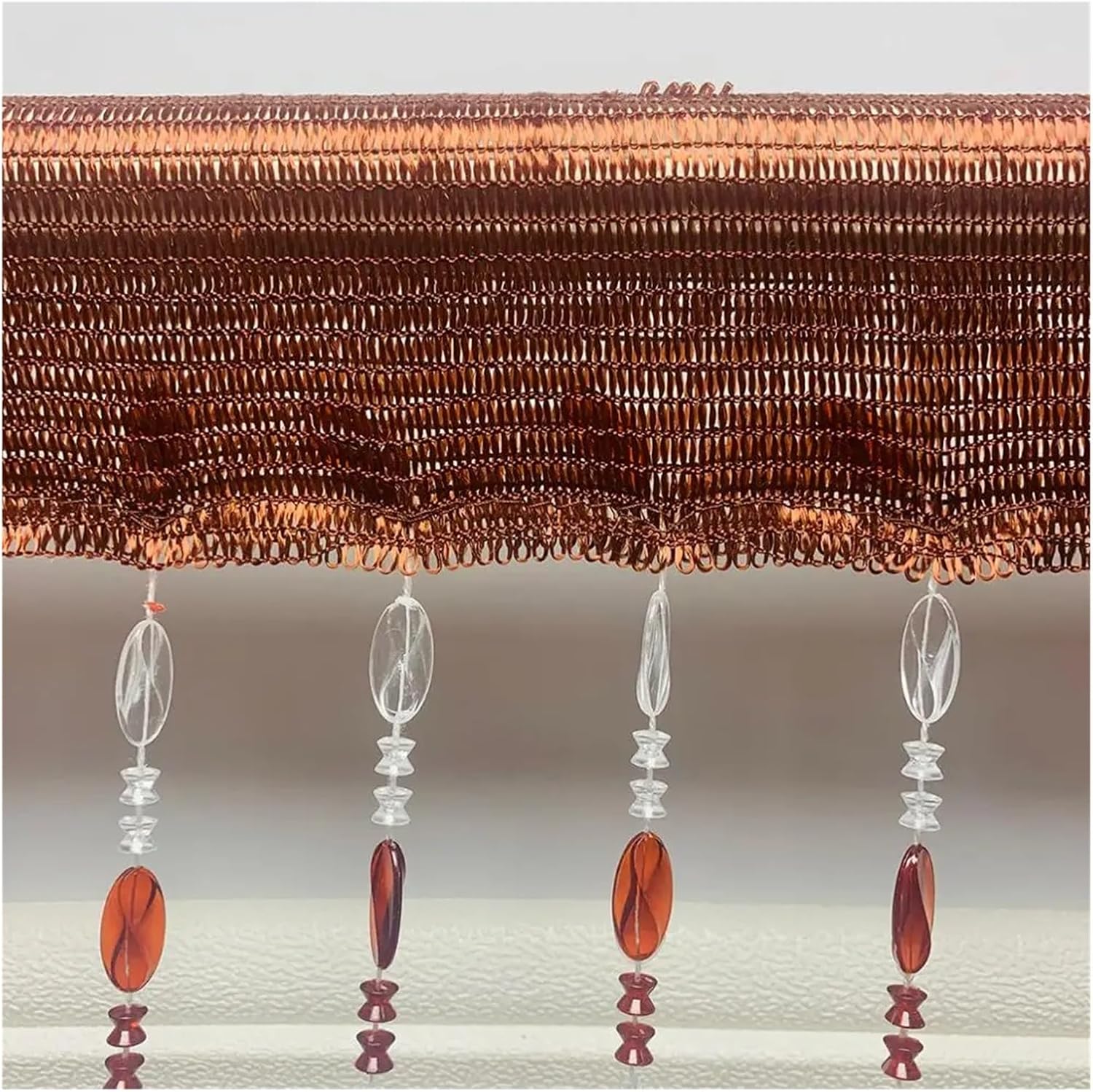 Bright Button Beaded Fringe Door Curtain Panel