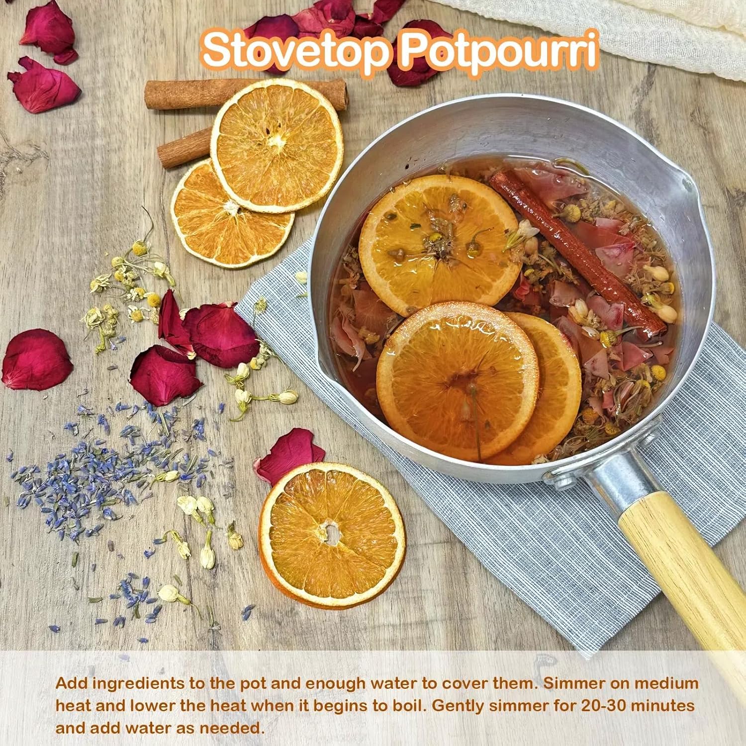 Sweet Dreams Stovetop Potpourri with Jasmine Lavender Rose Orange Chamomile Cinnamon