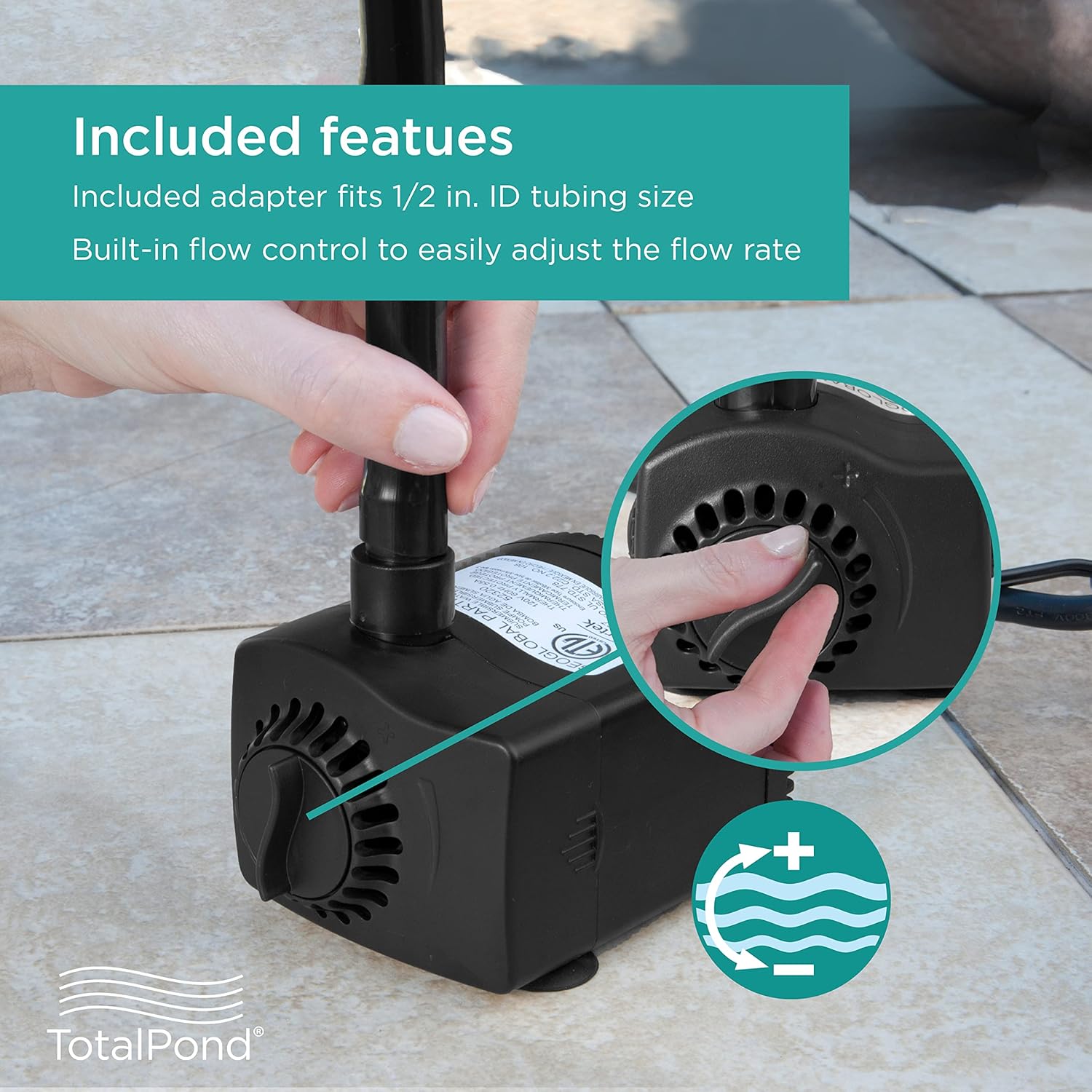 TotalPond 400 GPH Fountain Pump with LED Light