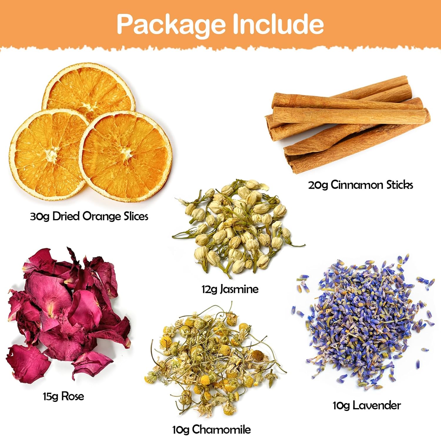 Sweet Dreams Stovetop Potpourri with Jasmine Lavender Rose Orange Chamomile Cinnamon