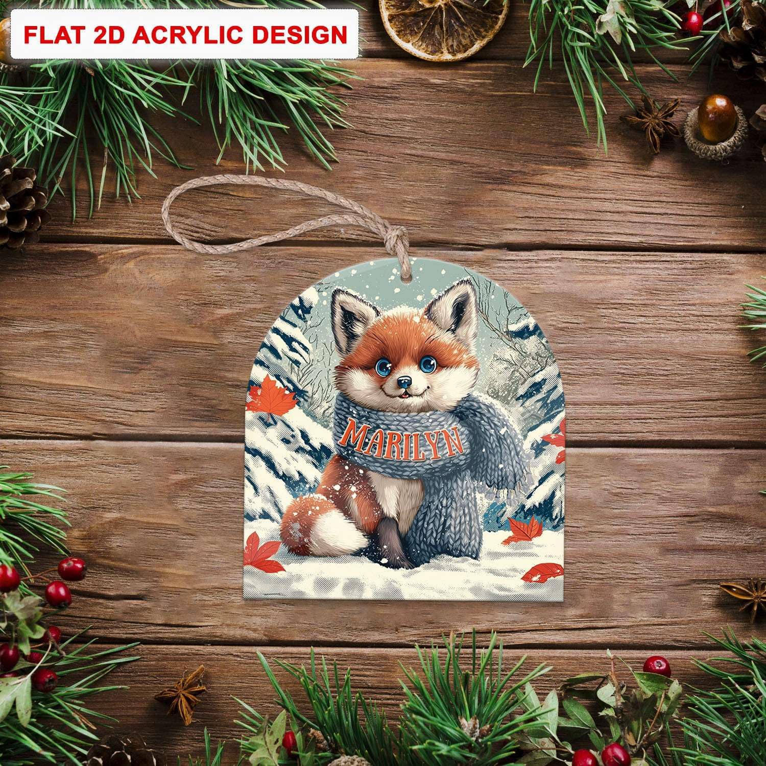 Personalized Name Animal Hanging Keepsake Custom Arch Acrylic Ornament for Christmas Tree