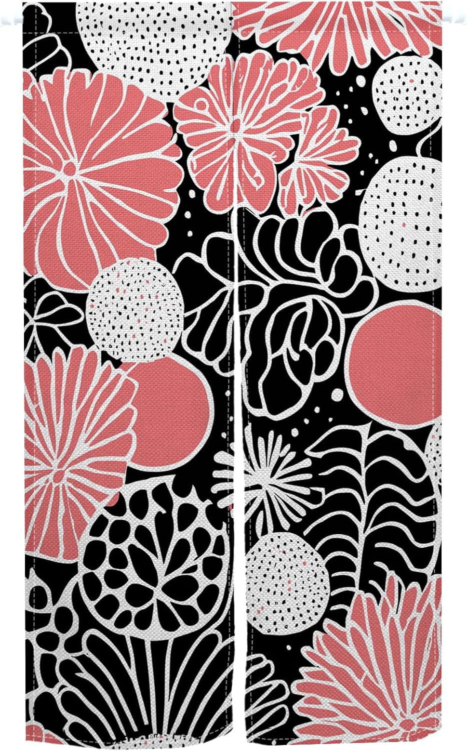 Modern Boho Pink Flower Noren Curtain Panel