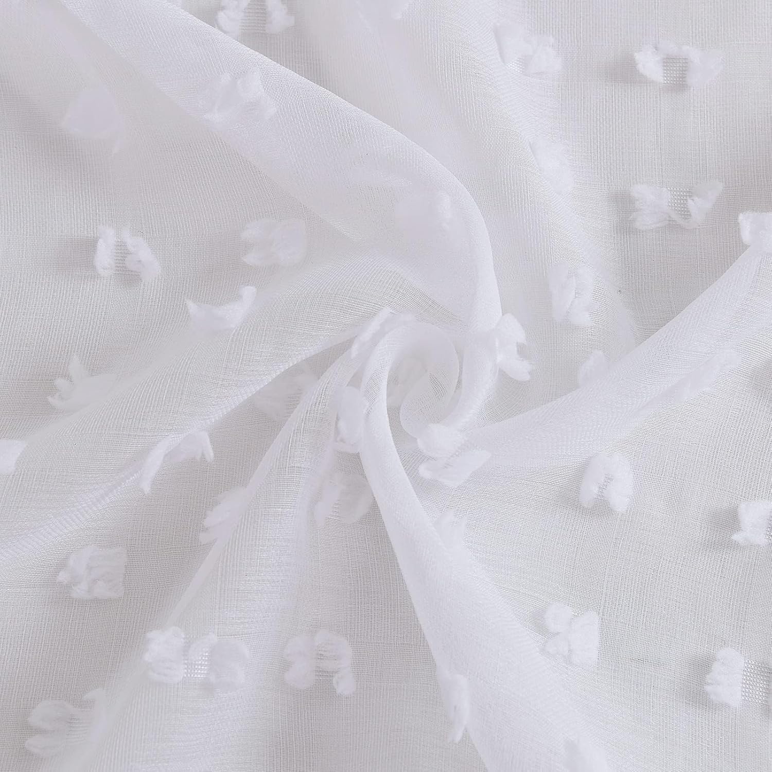 Guken White Pom Pom Curtains 63 Inches Long for Kids Bedroom