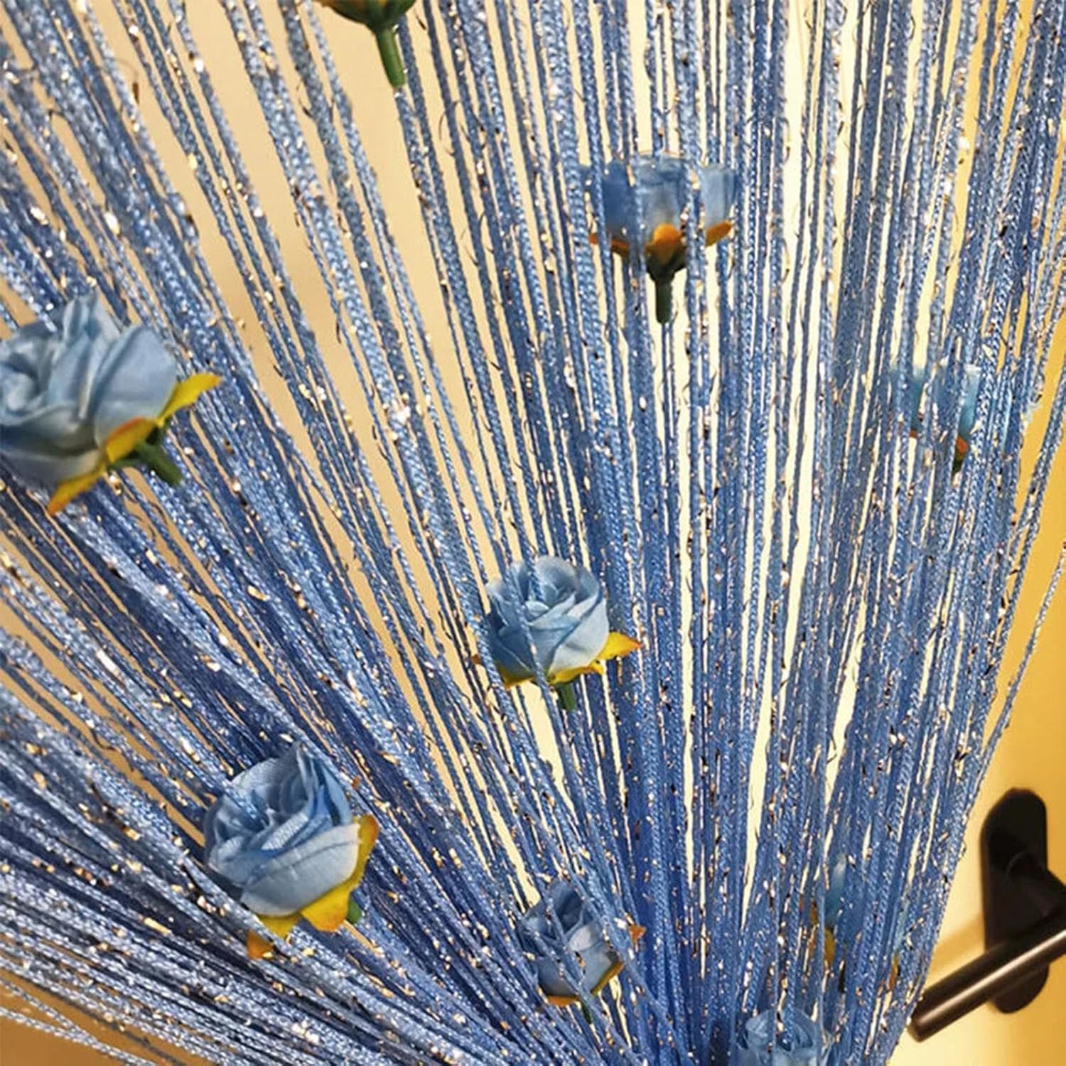 Thread Door Curtain with Hanging Roses and Beads