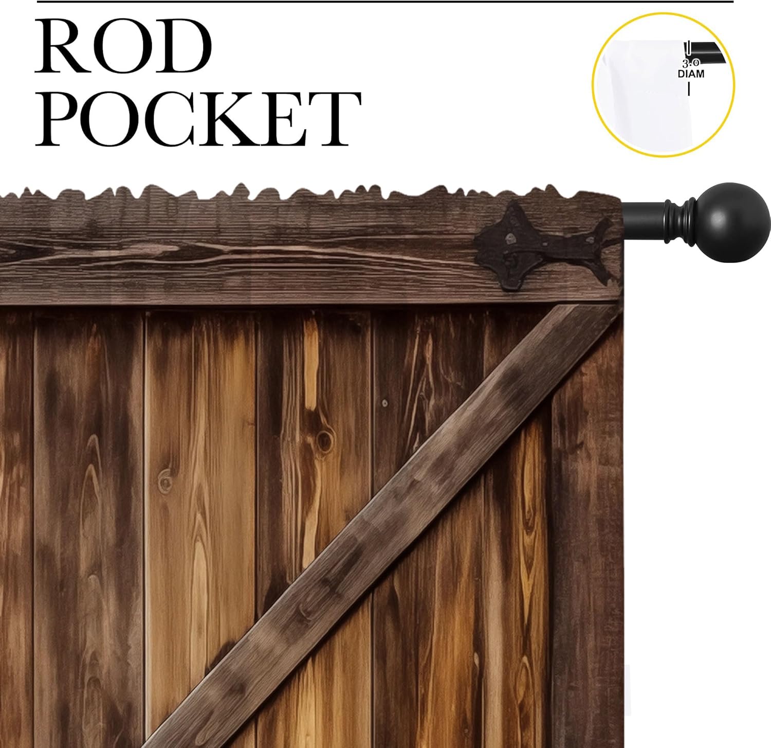 Rustic Barn Door Blackout Curtains 63x63 inch