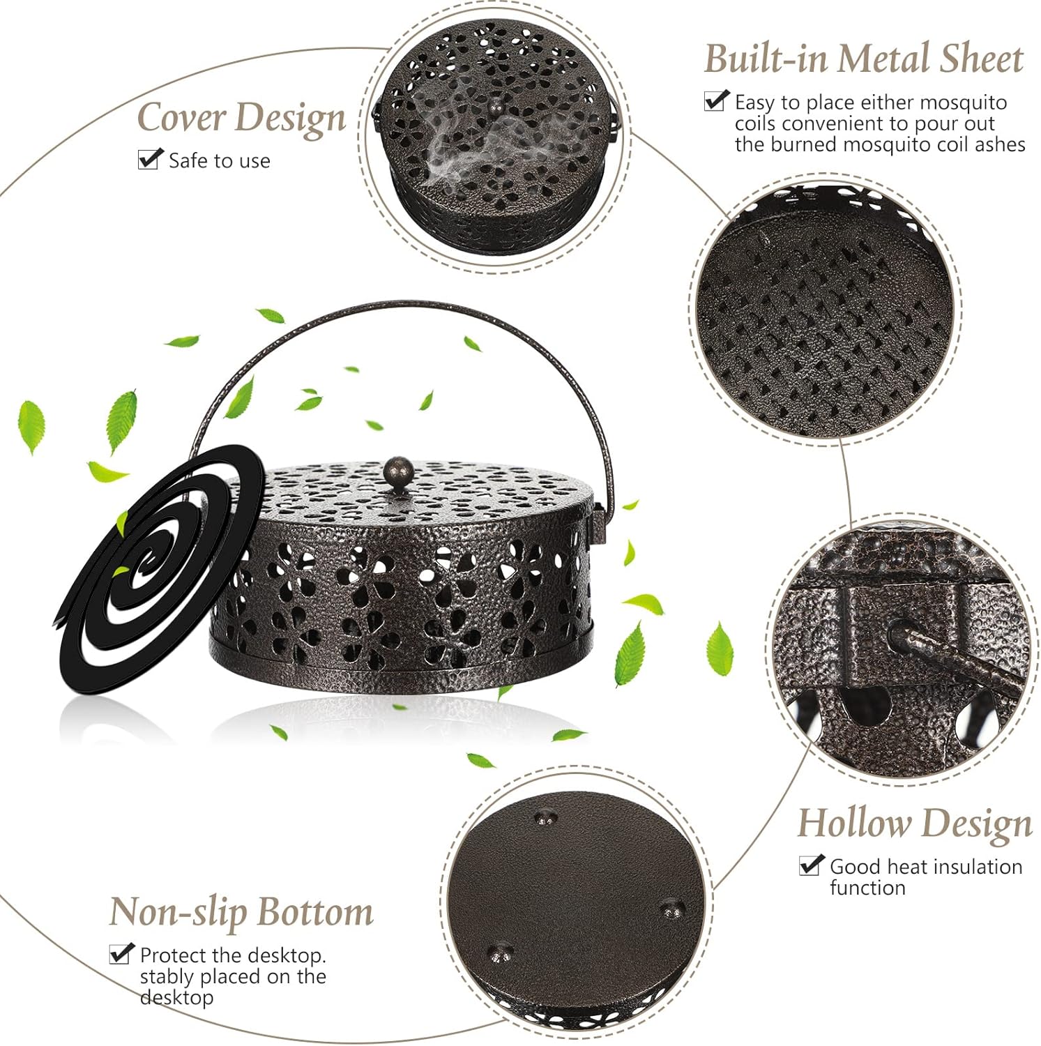 Lallisa 4 Piece Coil Holder Retro Iron Incense Burner