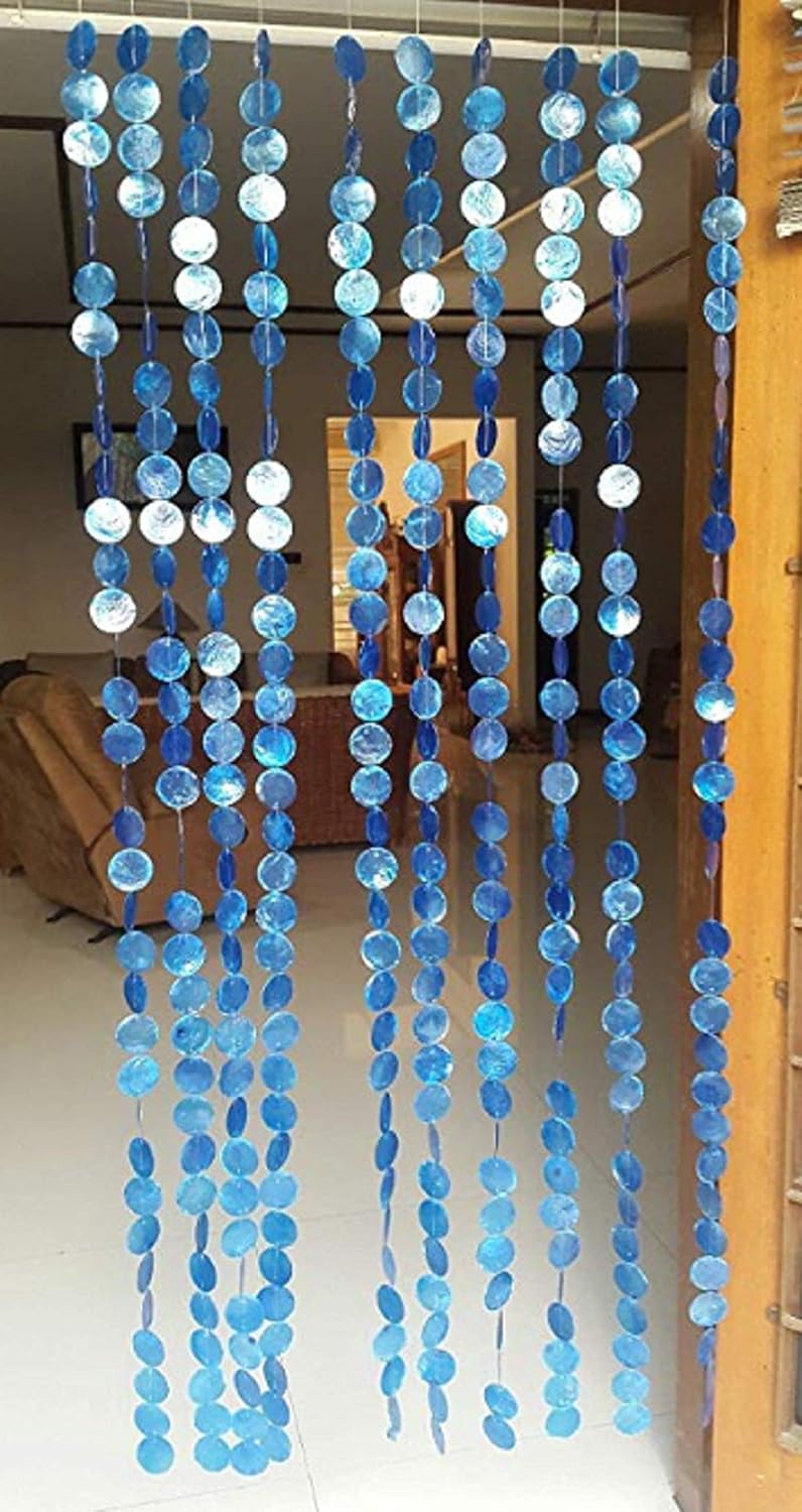 Blue Capiz Shell Door Curtain 10 Strands
