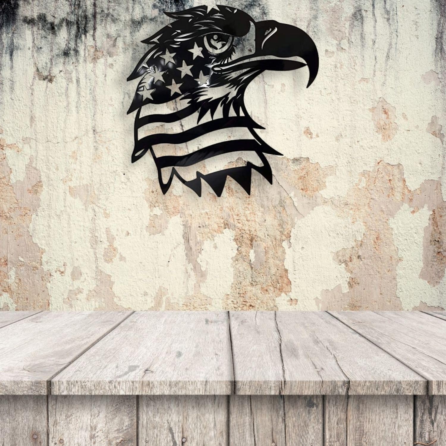 Patriotic Bald Eagle American Flag Metal Wall Art 30 Inches