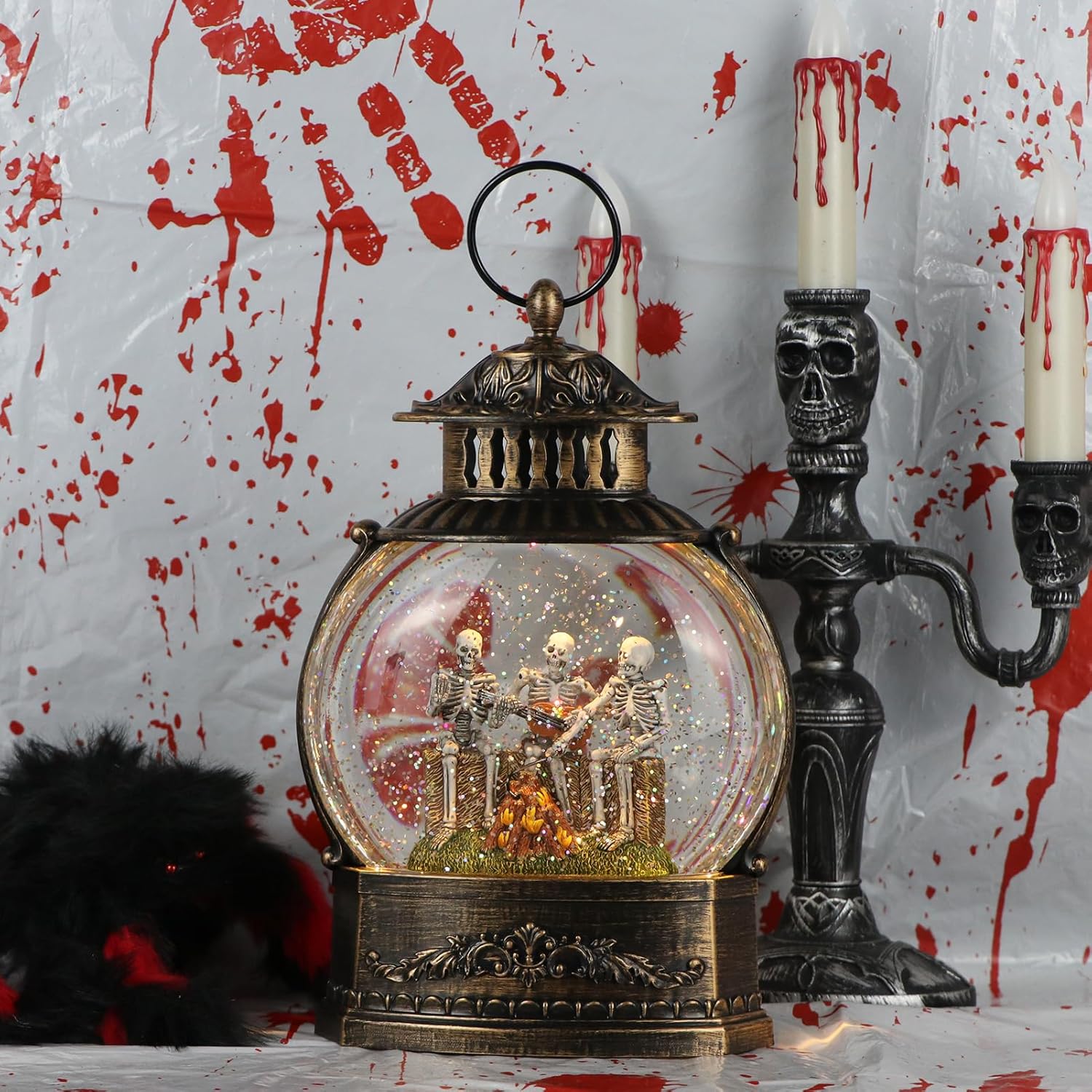 DRomance Halloween Skeleton Snow Globe Lantern