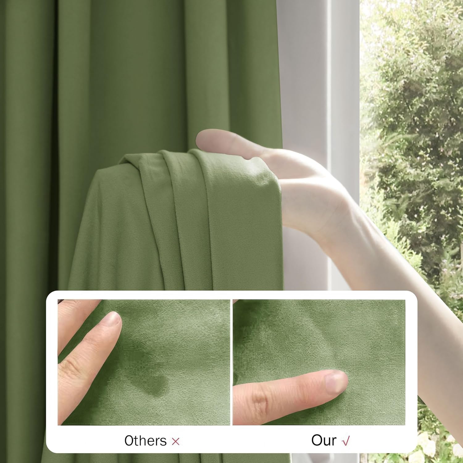 Beauoop Velvet Curtains 72 Inches Long 2 Panels Room Darkening