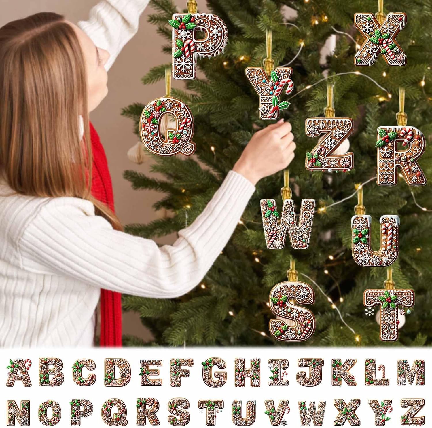 Gingerbread Alphabet Ornaments for Christmas Tree Decor