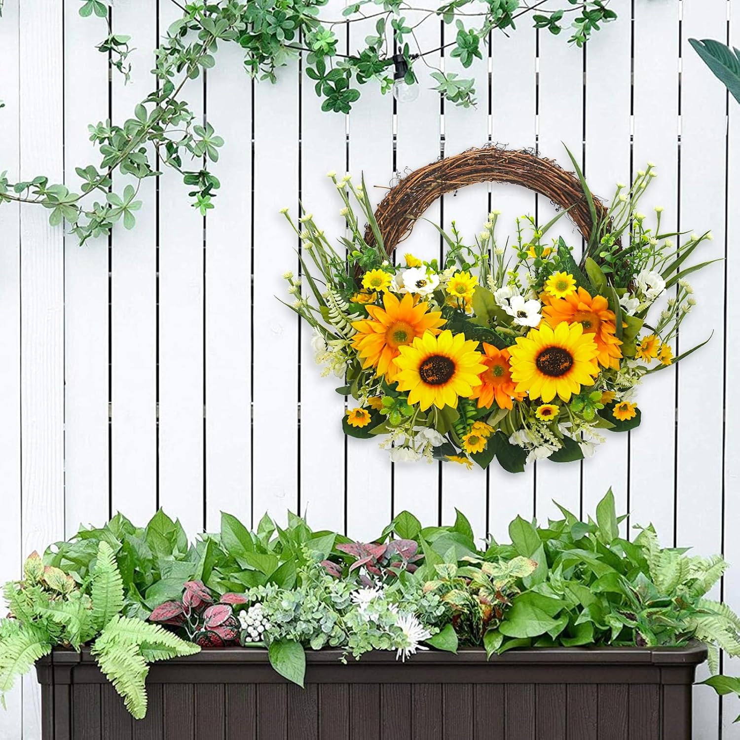 Wenmaqin Sunflower Wreath Front Door Decor