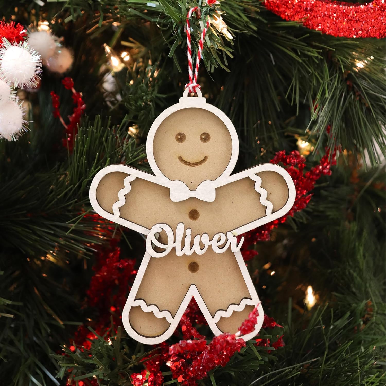 Personalized Gingerbread Name Christmas Ornament for Family Tree