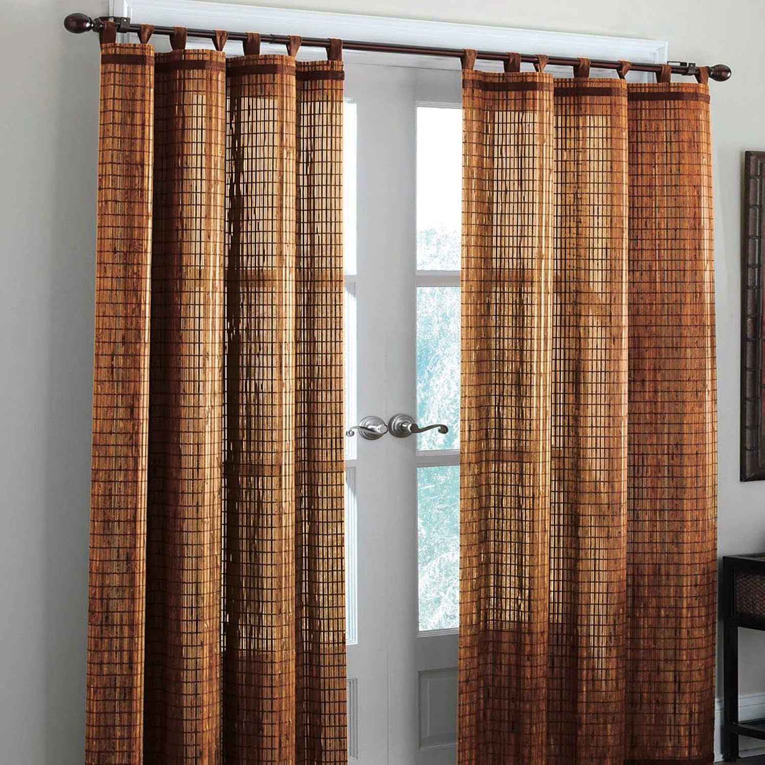 BrylaneHome Tab-Top Panel Curtain Honey Oak Brown 42x63