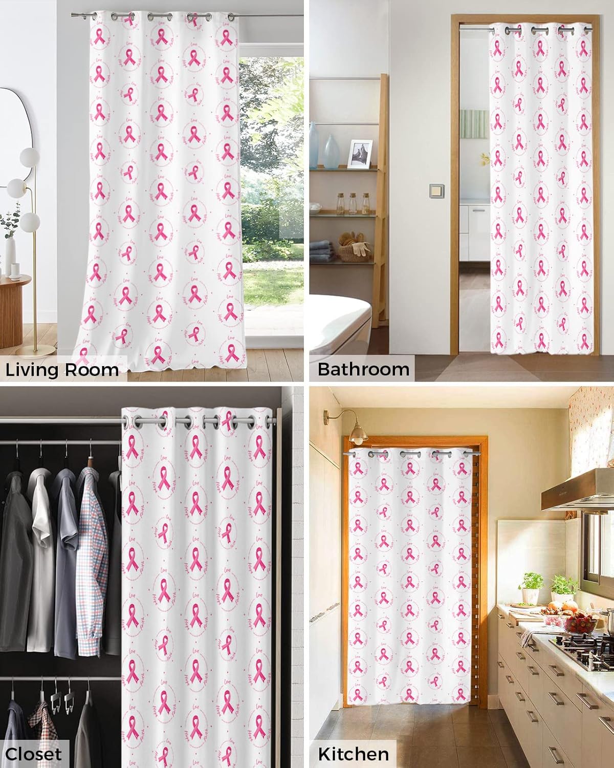 Pink String Doorway Curtains - Blackout 52x96 Inch Panels