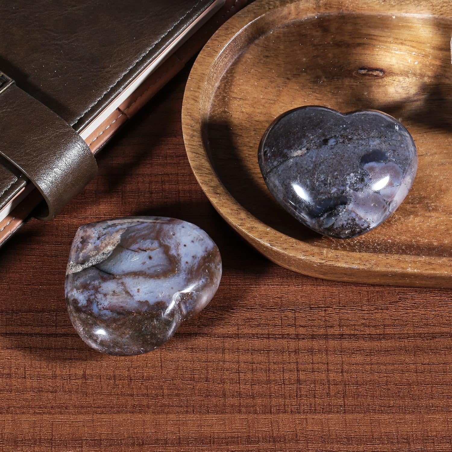 SUNYIK Ocean Jasper Heart Worry Stone 50-60mm