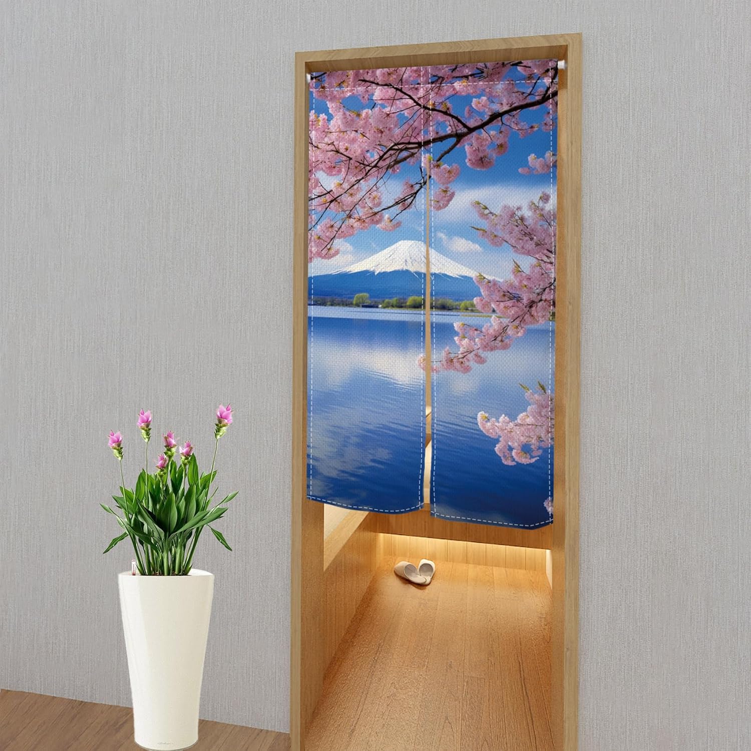 Japanese Mount Fuji Noren Door Curtain for Home and Kitchen
