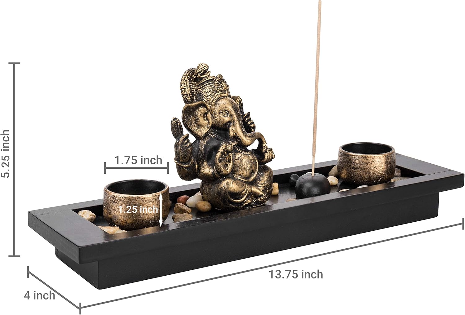 MyGift Mini Zen Garden with Ganesh Statue and Candles